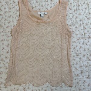 Forever 21 Women's Peach Sequin Tank Top